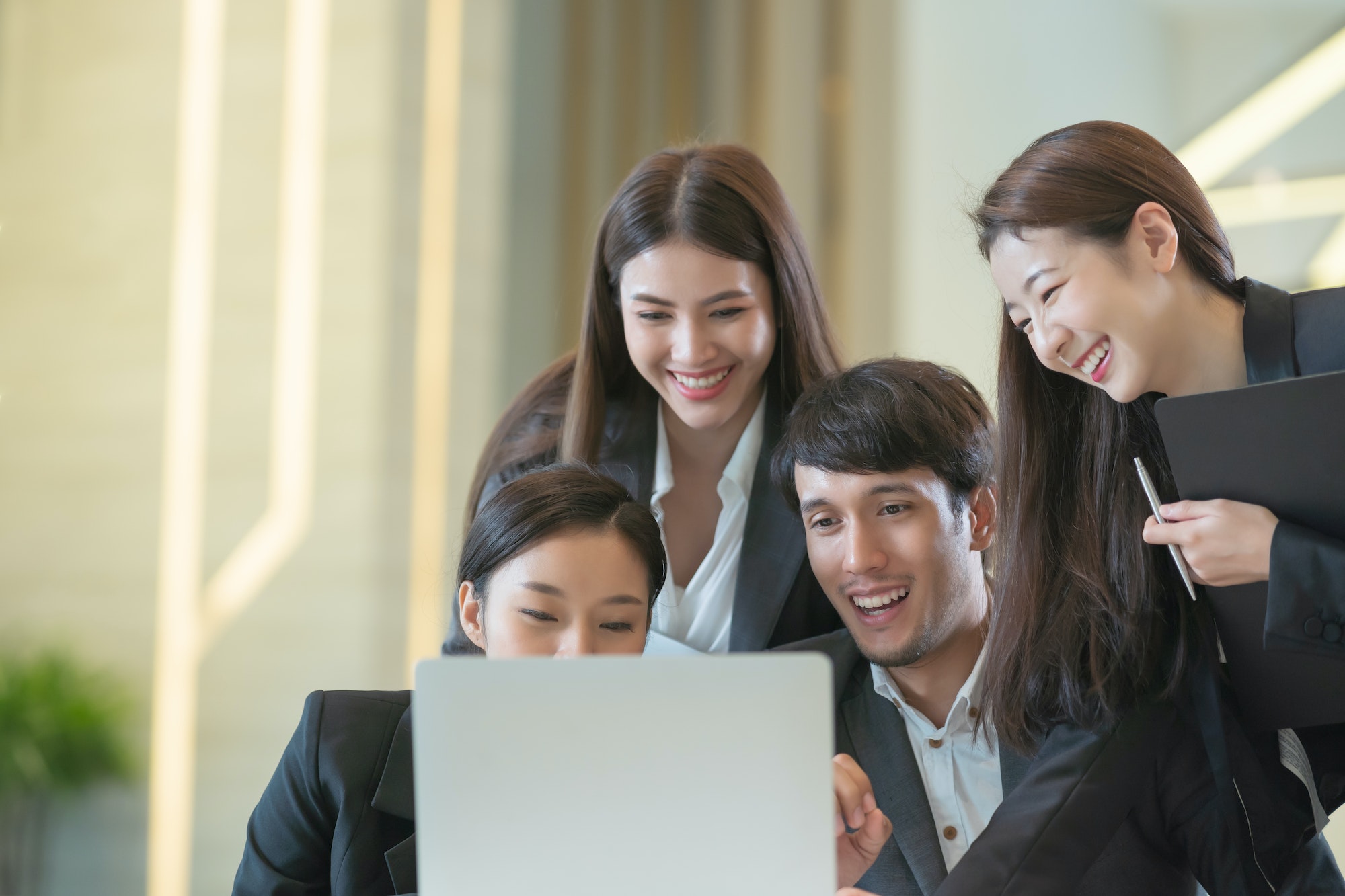 Smiling team of traders