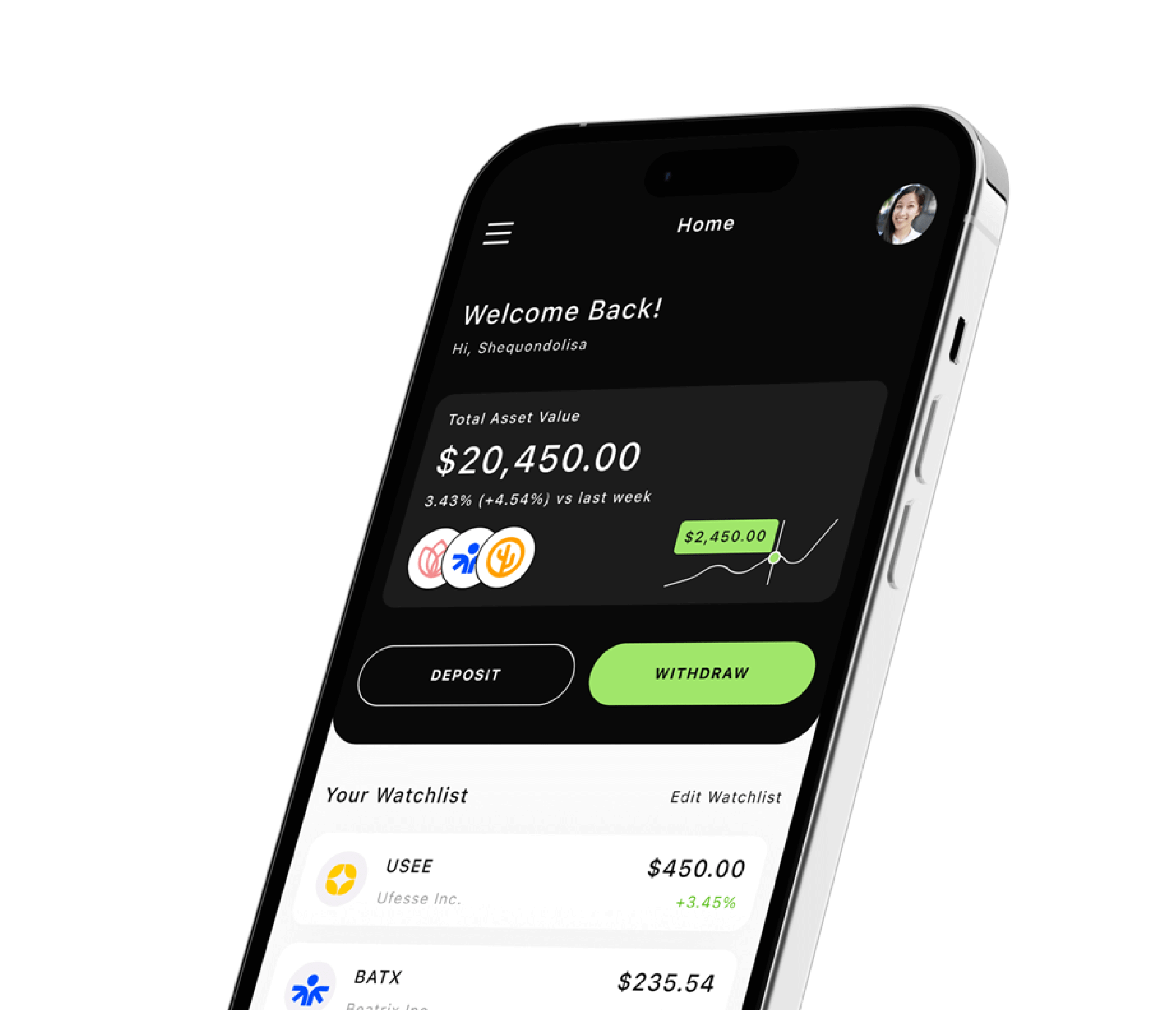 Ca-Tdx app showing account balance